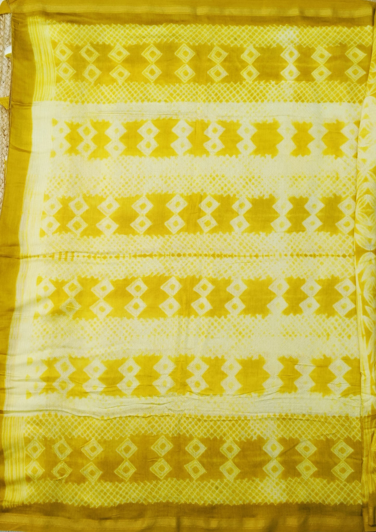 Shibori Maheshwari Saree S1- Yellow