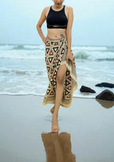 Handblock Printed Cotton Bagru Sarong- 02 Cream