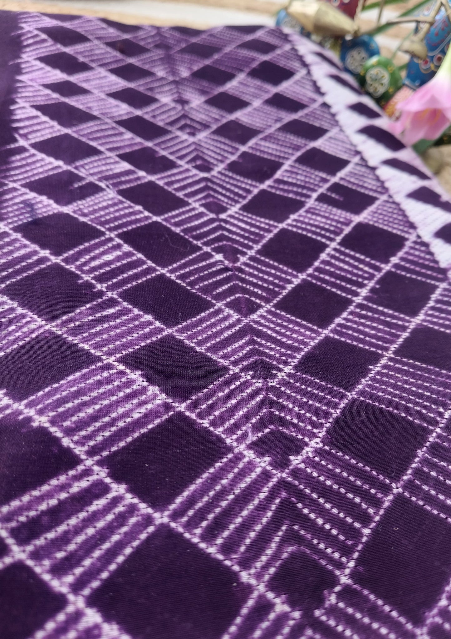 Shibori Maheshwari Saree S8- Purple