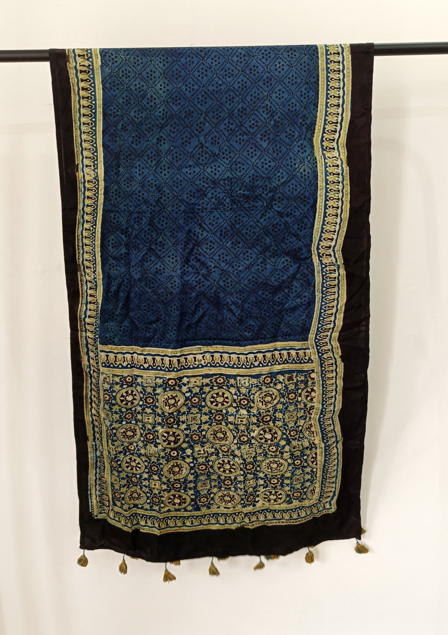 Handblock Printed Ajrakh Modal Stole- S8