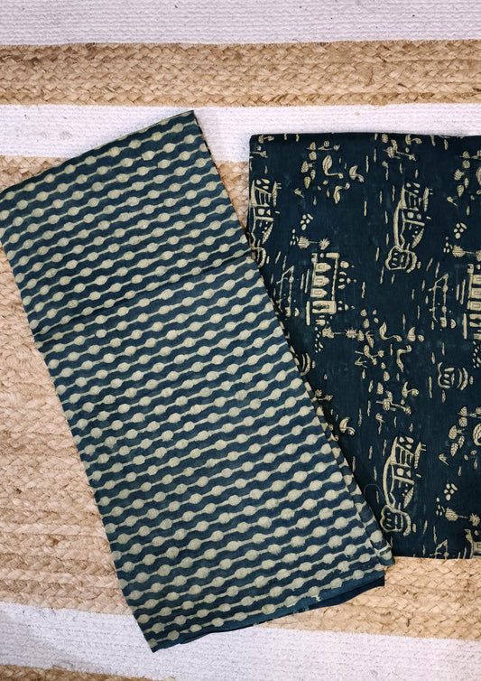 Bagru Chanderi Suit- Turq 01