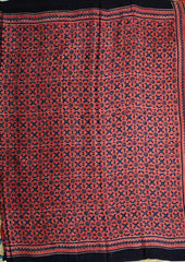 Ajrakh Handblock Printed Modal Saree- M8 Red