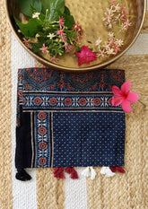 Ajrakh Cotton Stole - Blue B1 - Wefta