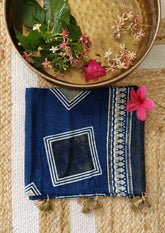 Ajrakh Cotton Stole - Blue B4 - Wefta