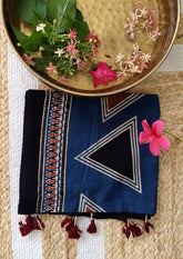Ajrakh Cotton Stole - Blue B5 - Wefta