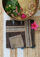 Ajrakh Cotton Stole - Brown B3 - Wefta