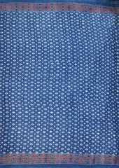 Ajrakh Handblock Printed Cotton Mulmul Saree - Mco4 Blue - Wefta