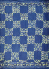 Ajrakh Handblock Printed Cotton Mulmul Saree - Mco5 Blue - Wefta