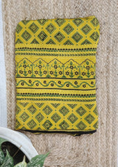 Ajrakh Handblock Printed Modal Saree - M10 Yellow - Wefta