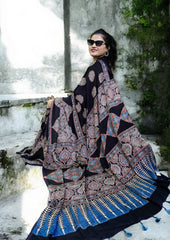 Ajrakh Handblock Printed Modal Saree - M11 - Wefta