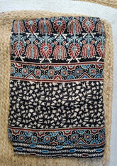 Ajrakh Handblock Printed Modal Saree - M16Ib Black - Wefta