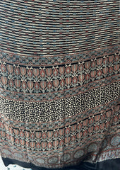Ajrakh Handblock Printed Modal Saree - M16Ib Black - Wefta