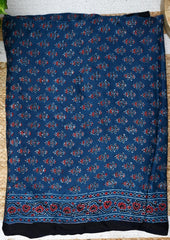 Ajrakh Handblock Printed Modal Saree - M2 Blue - Wefta