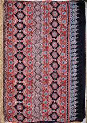 Ajrakh Handblock Printed Modal Saree- M4 Red - Wefta