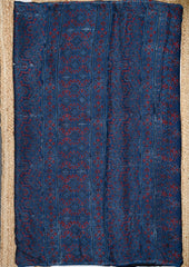 Ajrakh Handblock Printed Modal Saree- M6 Blue - Wefta