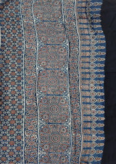 Ajrakh Handblock Printed Modal Saree - M9 Blue - Wefta