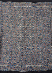Ajrakh Handblock Printed Modal Saree - M9 Blue - Wefta