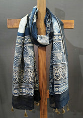 Ajrakh Stole- Blue B3 - Wefta