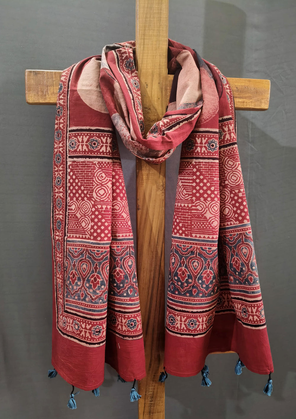 Ajrakh Stole - Red R1 - Wefta