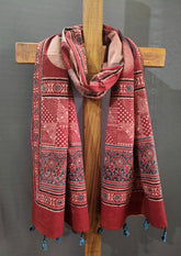 Ajrakh Stole - Red R1 - Wefta