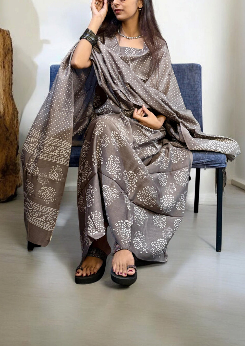 Bagru Chanderi Suit- Kashish 02 - Wefta