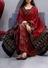 Bagru Chanderi Suit- Red 01 - Wefta