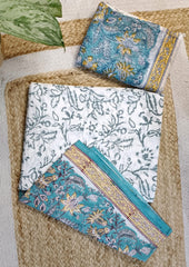 Bagru Handblock Print B10 - Light Blue2 - Wefta