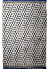 Bagru Handblock Print Cotton Mulmul Saree - Blue - Wefta