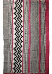 Bagru Handblock Print Cotton Mulmul Saree - Red 2 - Wefta