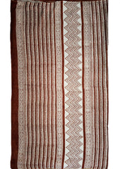 Bagru Handblock Print Cotton Mulmul Saree - Rust Red - Wefta