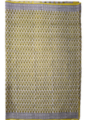 Bagru Handblock Print Cotton Mulmul Saree - Yellow - Wefta