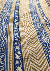 Bagru - Handblock print Cotton Saree - Blue - Wefta