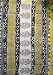 Bagru - Handblock print Cotton Saree - Green 2 - Wefta