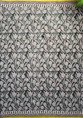 Bagru - Handblock print Cotton Saree - Green 2 - Wefta