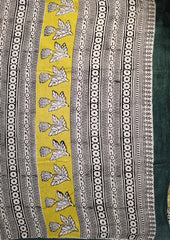Bagru - Handblock print Cotton Saree - Mustard - Wefta