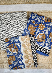 Bagru Handblock Print Suit B1 - Blue1 - Wefta