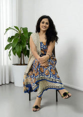Bagru Handblock Print Suit B1 - Blue1 - Wefta