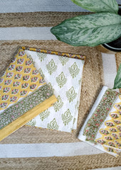 Bagru Handblock Print Suit B12 - Yellow1 - Wefta