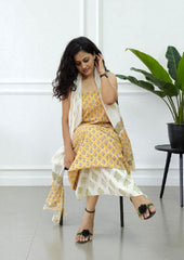 Bagru Handblock Print Suit B12 - Yellow1 - Wefta