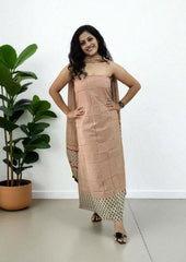 Bagru Handblock Print Suit B13- Cream1 - Wefta