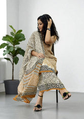 Bagru Handblock Print Suit B3 - Mustard1 - Wefta