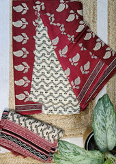 Bagru Handblock Print Suit B7 - Red3 - Wefta