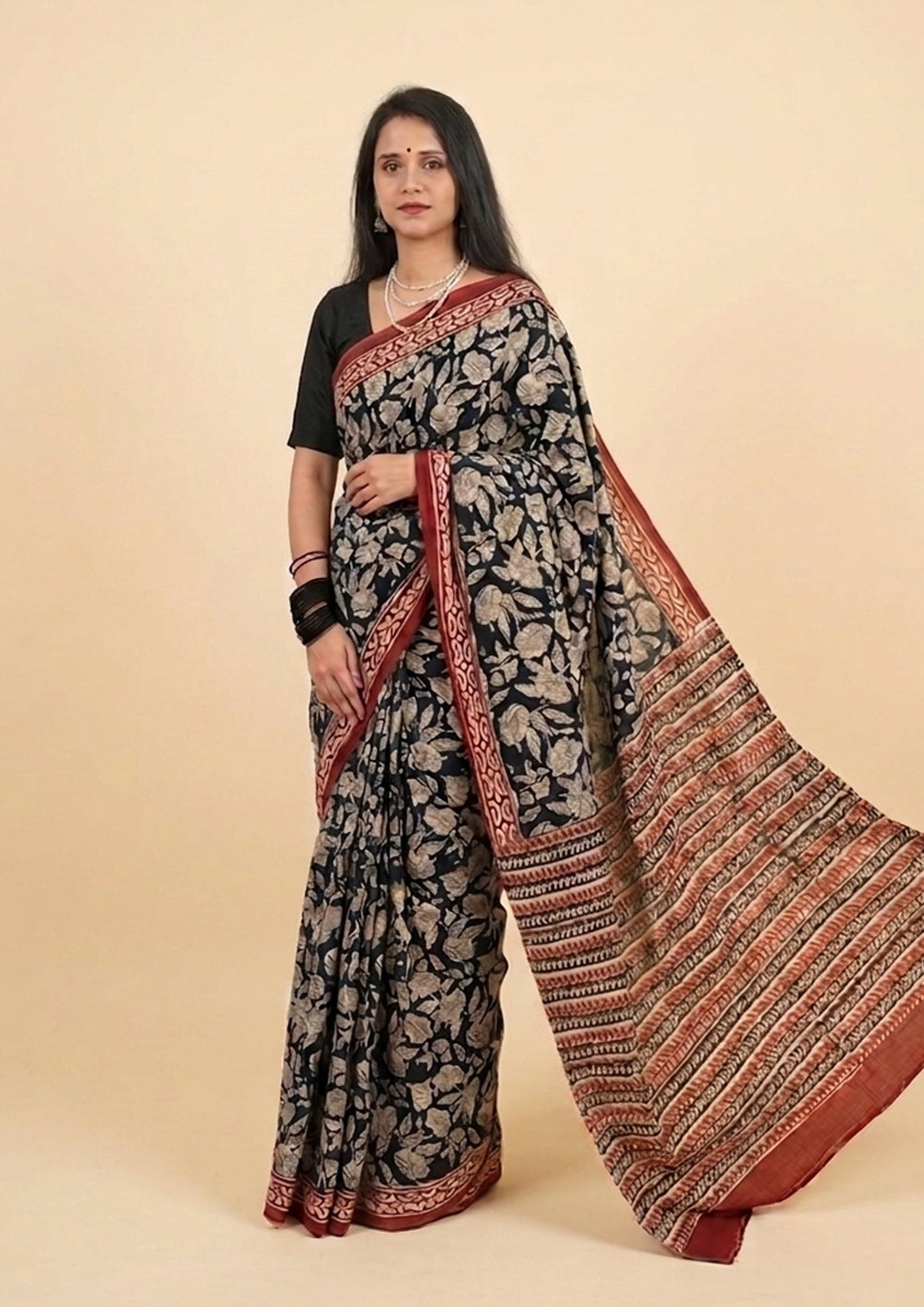 Bagru - Handblock Printed Cotton Saree - ATC04 - Wefta