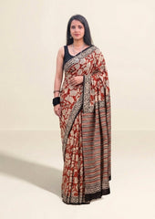 Bagru - Handblock Printed Cotton Saree - ATC05 - Wefta