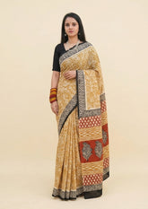 Bagru - Handblock Printed Cotton Saree - ATC09 - Wefta