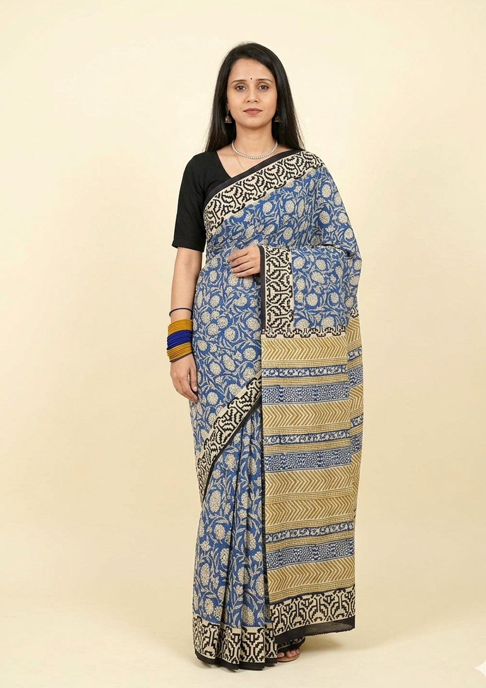 Bagru - Handblock Printed Cotton Saree - ATC10 - Wefta