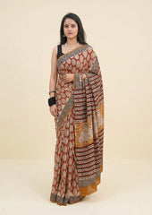 Bagru - Handblock Printed Cotton Saree - ATC15 - Wefta