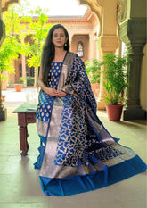 Banarasi Fancy Suit - F4 Blue - Wefta