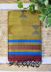 Bhagalpuri Tussar Silk Saree - 3 Pink & Yellow - Wefta