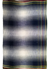 Bhujodi Kala Cotton Saree (Kutchi) - 4KC Navy Checks - Wefta